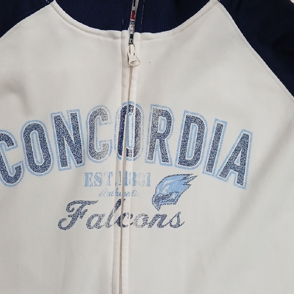 Vintage J America Concordia Falcons Navy and White Jacket MENS Large - Picture 2 of 5